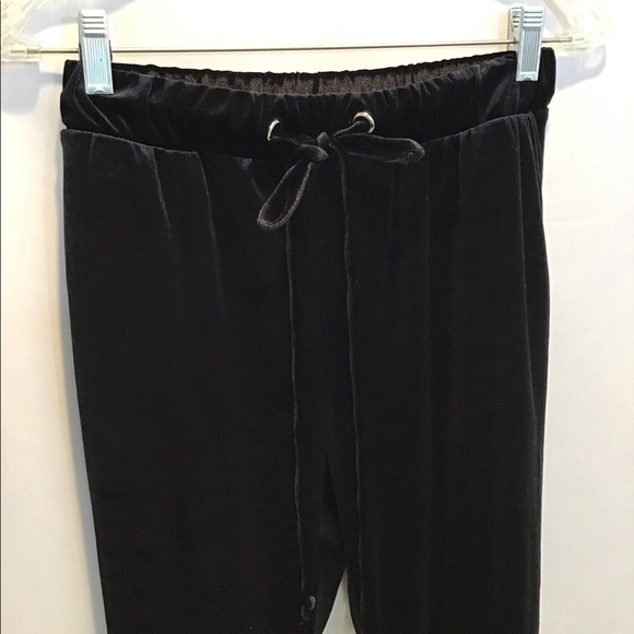 Active USA Black Velvet Stretch Joggers - Picture 2 of 7